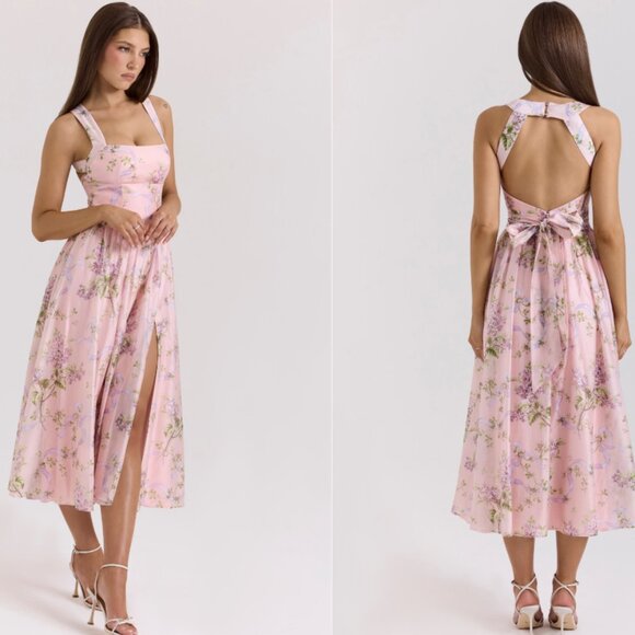 House of CB Dresses & Skirts - House of CB 'Minerva' pink floaty chiffon midi sundress NWOT